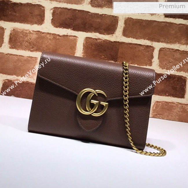 Gucci GG Marmonet Leather Mini Chain Bag 401232 Coffee Brown (DLH-200313031)