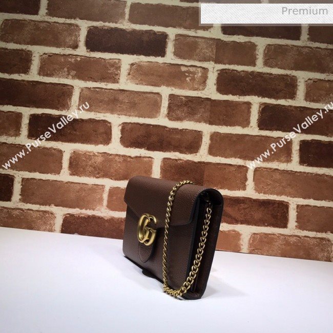 Gucci GG Marmonet Leather Mini Chain Bag 401232 Coffee Brown (DLH-200313031)