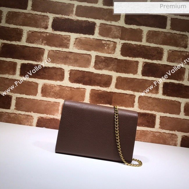 Gucci GG Marmonet Leather Mini Chain Bag 401232 Coffee Brown (DLH-200313031)