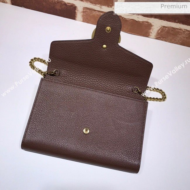 Gucci GG Marmonet Leather Mini Chain Bag 401232 Coffee Brown (DLH-200313031)