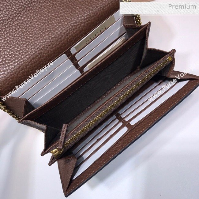 Gucci GG Marmonet Leather Mini Chain Bag 401232 Coffee Brown (DLH-200313031)