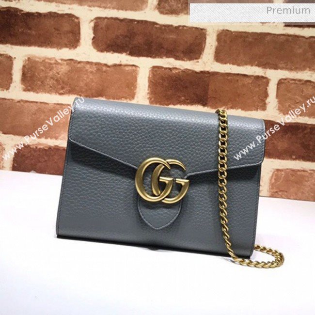 Gucci GG Marmonet Leather Mini Chain Bag 401232 Grey (DLH-200313033)