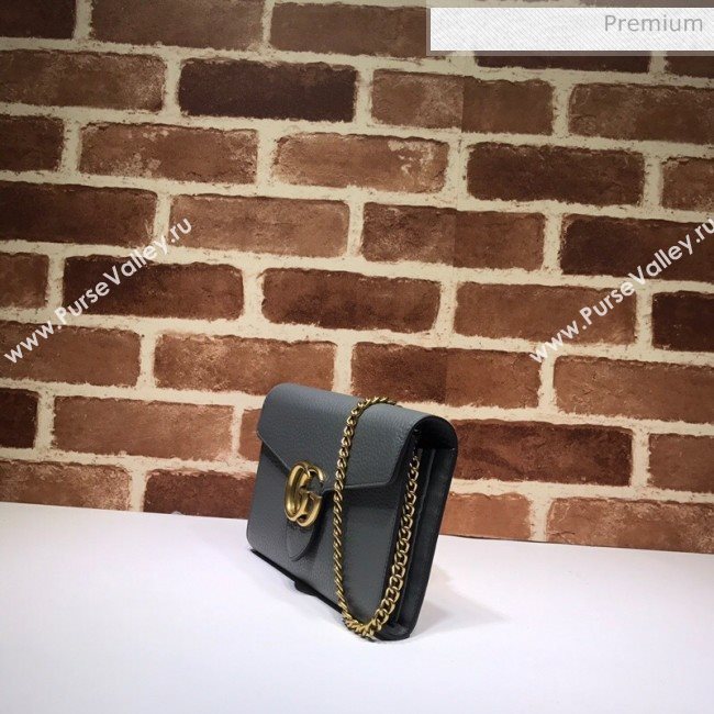 Gucci GG Marmonet Leather Mini Chain Bag 401232 Grey (DLH-200313033)