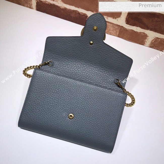 Gucci GG Marmonet Leather Mini Chain Bag 401232 Grey (DLH-200313033)