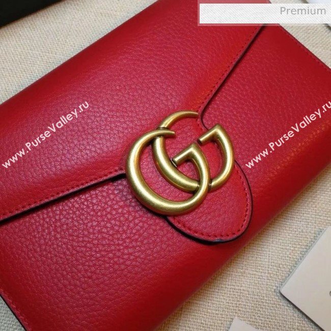 Gucci GG Marmonet Leather Mini Chain Bag 401232 Red (DLH-200313034)