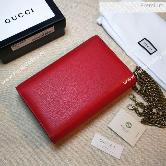 Gucci GG Marmonet Leather Mini Chain Bag 401232 Red (DLH-200313034)