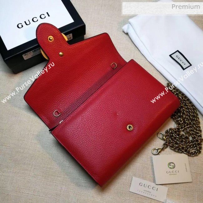 Gucci GG Marmonet Leather Mini Chain Bag 401232 Red (DLH-200313034)