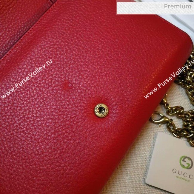 Gucci GG Marmonet Leather Mini Chain Bag 401232 Red (DLH-200313034)