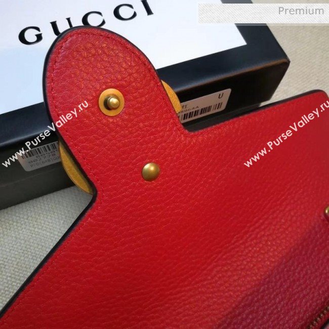 Gucci GG Marmonet Leather Mini Chain Bag 401232 Red (DLH-200313034)