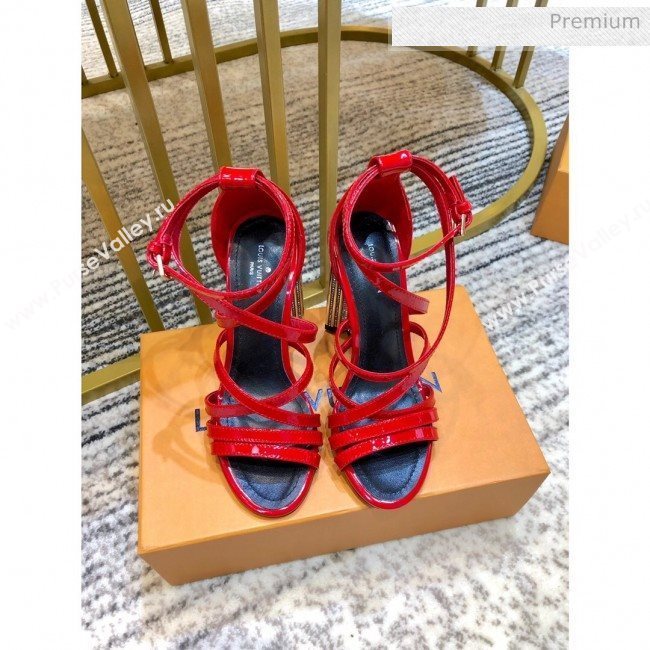 Louis Vuitton Silhouette Patent Leather Flower High Heel Strap Sandals Red 2020 (SY-20031101)