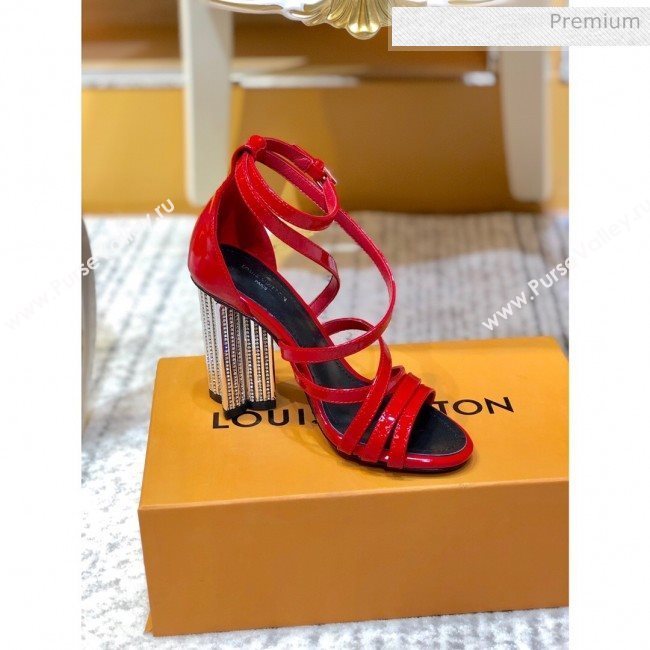 Louis Vuitton Silhouette Patent Leather Flower High Heel Strap Sandals Red 2020 (SY-20031101)