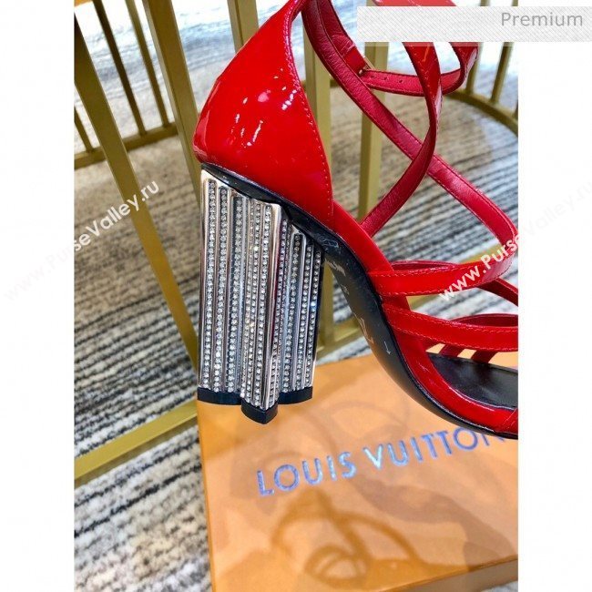 Louis Vuitton Silhouette Patent Leather Flower High Heel Strap Sandals Red 2020 (SY-20031101)