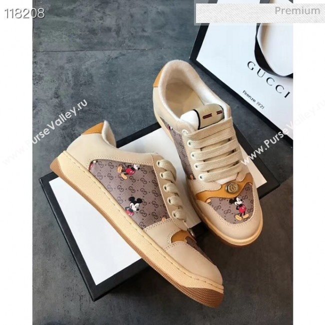 Gucci Screener GG Leather Gucci x Disney Sneakers Yellow 2020 (DN-20031104)