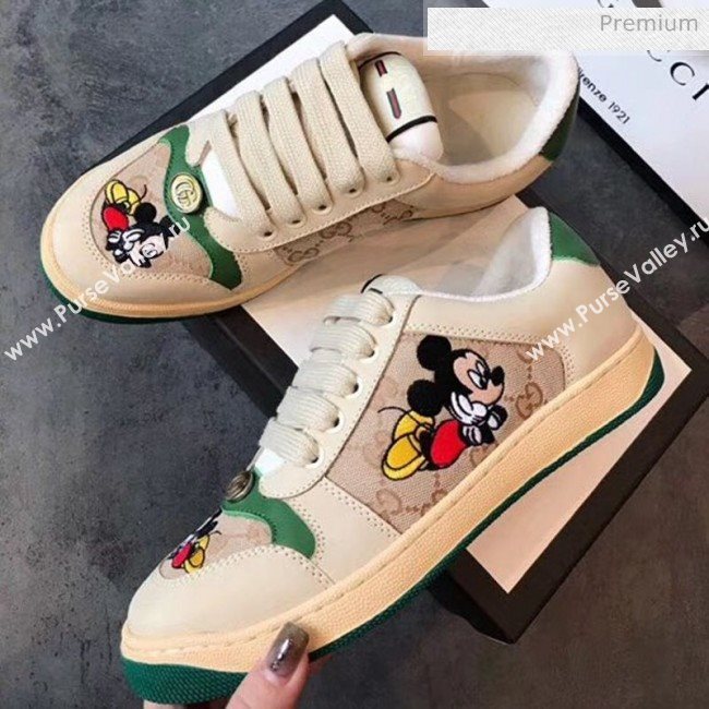Gucci Screener GG Leather Gucci x Disney Sneakers Green 2020 (DN-20031105)