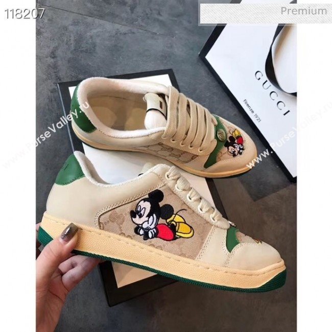 Gucci Screener GG Leather Gucci x Disney Sneakers Green 2020 (DN-20031105)