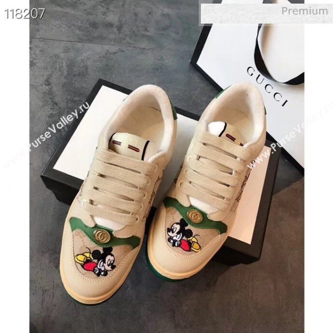 Gucci Screener GG Leather Gucci x Disney Sneakers Green 2020 (DN-20031105)