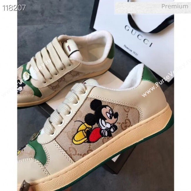 Gucci Screener GG Leather Gucci x Disney Sneakers Green 2020 (DN-20031105)