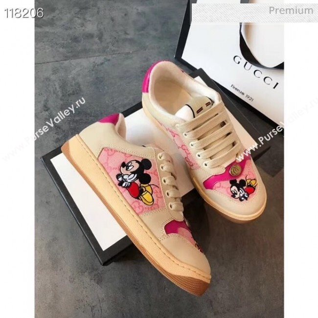 Gucci Screener GG Leather Gucci x Disney Sneakers Pink 2020 (DN-20031106)