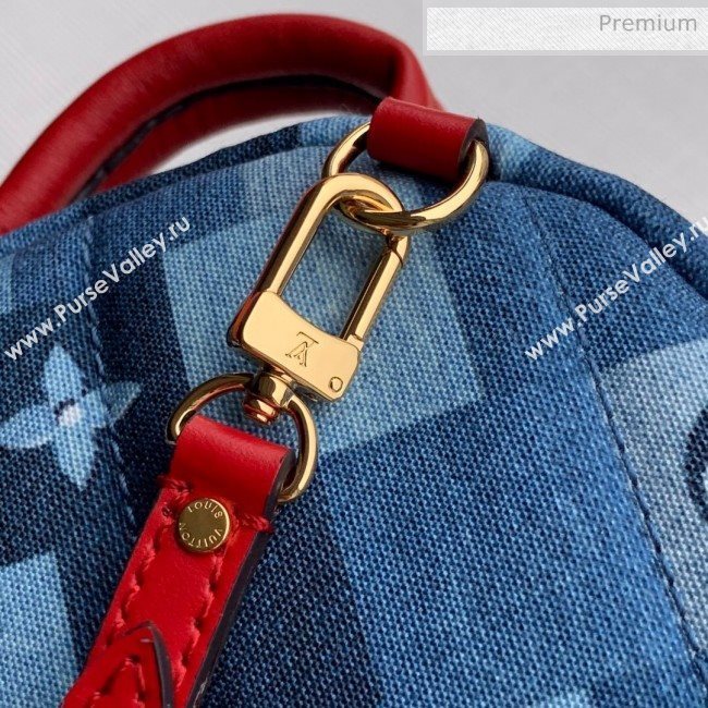 Louis Vuitton Palm Springs Mini Backpack in Damier Monogram Denim Canvas M45043 Blue/Red 2020 (KI-20031110)