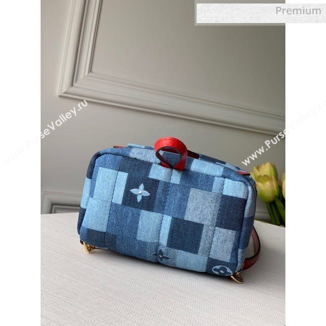 Louis Vuitton Palm Springs Mini Backpack in Damier Monogram Denim Canvas M45043 Blue/Red 2020 (KI-20031110)