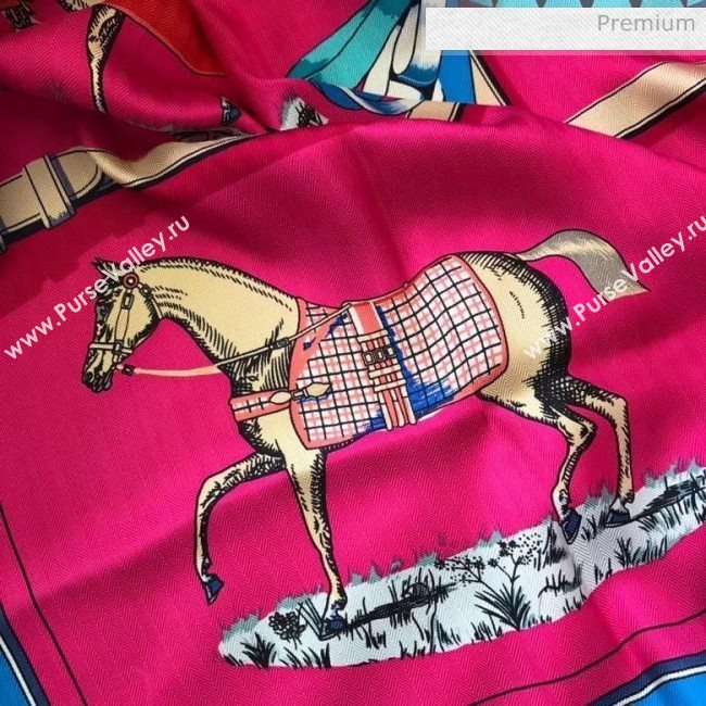 Hermes Patchwork Horse Shawl Scarf 140x140cm Pink (WNS-20031336)