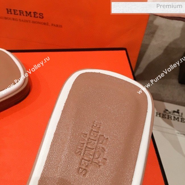 Hermes Aloha Calfskin Fringe Flat Slide Sandal White 2020 (KL-20031409)