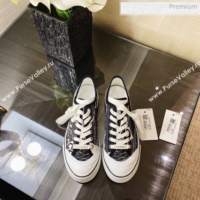 Chanel Canvas Sneakers G26250 Black/White 2020 (XO-20031404)