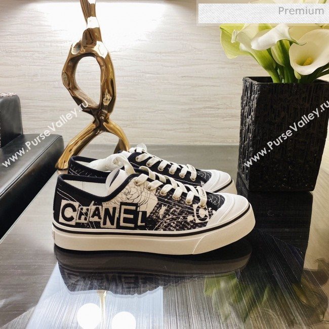 Chanel Canvas Sneakers G26250 Black/White 2020 (XO-20031404)