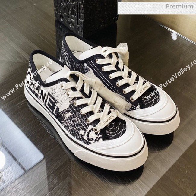 Chanel Canvas Sneakers G26250 Black/White 2020 (XO-20031404)