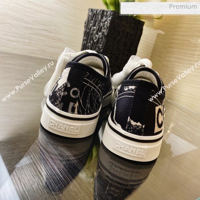 Chanel Canvas Sneakers G26250 Black/White 2020 (XO-20031404)