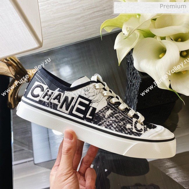Chanel Canvas Sneakers G26250 Black/White 2020 (XO-20031404)