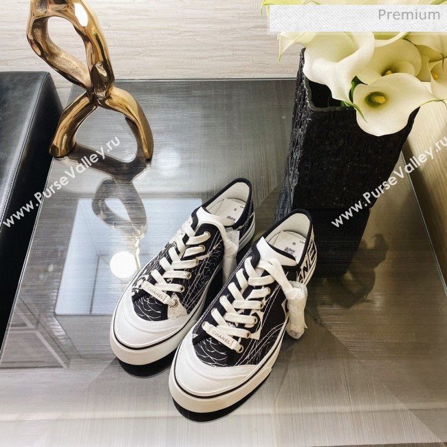 Chanel Canvas Sneakers G26250 Black/White 2020 (XO-20031404)