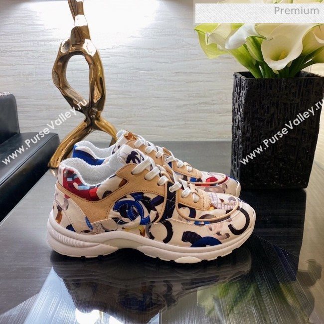 Chanel Colored Logo Print Sneakers G34360 Blue 2020 (XO-20031406)