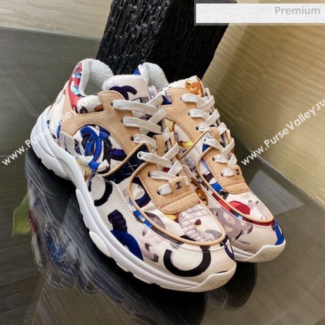 Chanel Colored Logo Print Sneakers G34360 Blue 2020 (XO-20031406)