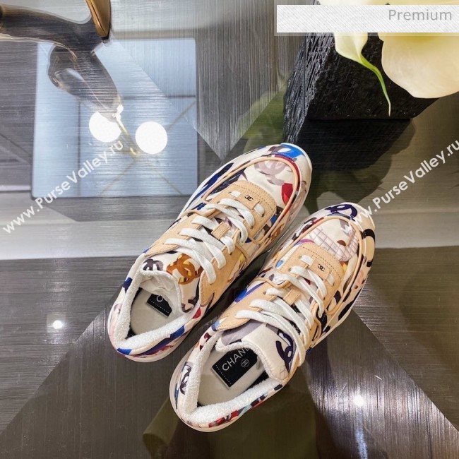 Chanel Colored Logo Print Sneakers G34360 Blue 2020 (XO-20031406)