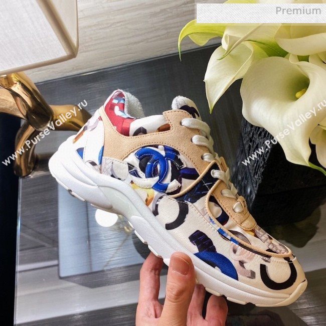 Chanel Colored Logo Print Sneakers G34360 Blue 2020 (XO-20031406)