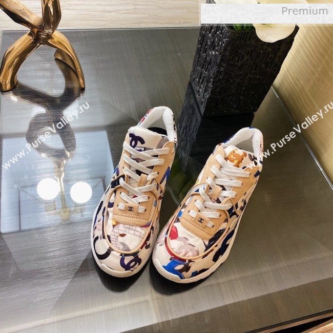 Chanel Colored Logo Print Sneakers G34360 Blue 2020 (XO-20031406)