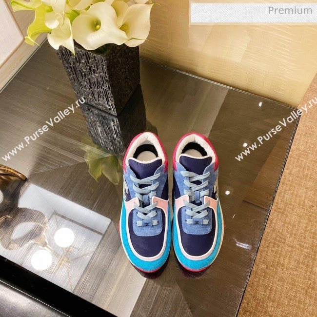 Chanel Fabric and Suede Calfskin Sneakers G34360 Blue 2020 (XO-20031401)