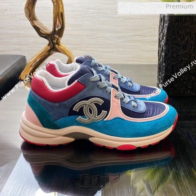 Chanel Fabric and Suede Calfskin Sneakers G34360 Blue 2020 (XO-20031401)