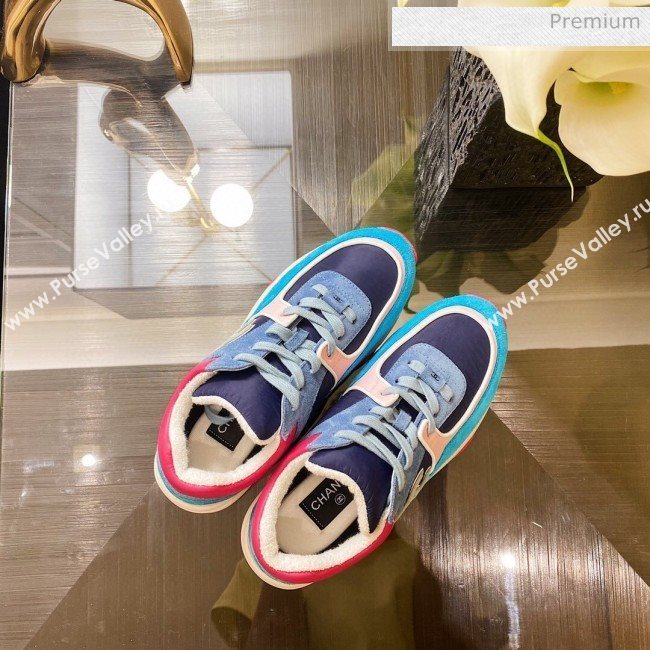 Chanel Fabric and Suede Calfskin Sneakers G34360 Blue 2020 (XO-20031401)