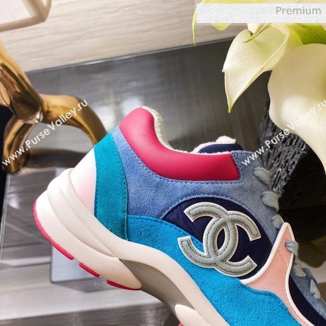 Chanel Fabric and Suede Calfskin Sneakers G34360 Blue 2020 (XO-20031401)