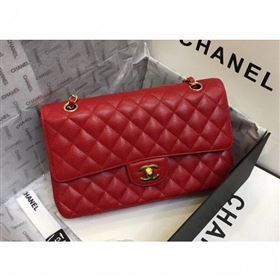 Chanel original quality Classic Flap Medium Bag 1112 red in caviar Leather with gold Hardware (smjd-69)