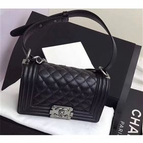 Chanel Original Quality caviar small Boy Bag black With silver Hardware (shyang-95)