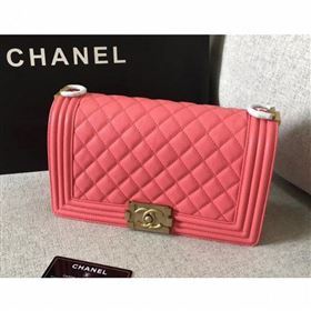 Chanel Original Quality caviar medium Boy Bag pink with gold hardware (shyang-86)