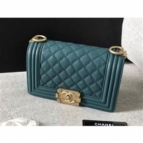 Chanel Original Quality caviar small Boy Bag green With gold Hardware (shunyang-60)