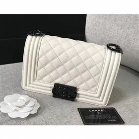 Chanel Original Quality caviar small Boy Bag white With silver Hardware (shyang-94)