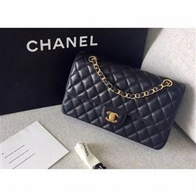 Chanel original quality Medium  Classic Flap Bag 1112 black in caviar Leather with gold Hardware (shunyang-41)