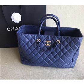 chanel spring 2019 calfskin tote blue (shunyang-55)