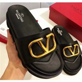 Valentino Heel 6cm Slide Sandals Black With VLogo Detail 2019 (modeng-9061313)