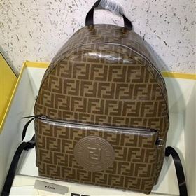 Fendi Stamp Glazed Fabric FF Motif Backpack Bag Brown 2019 (chaoliu-9053156)